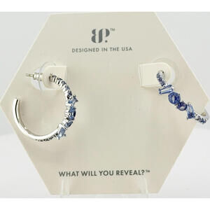 Bomb Party Hoop Earring RBP6376 "Soaring To New Heights" Blue Opal Rhodium RETRO